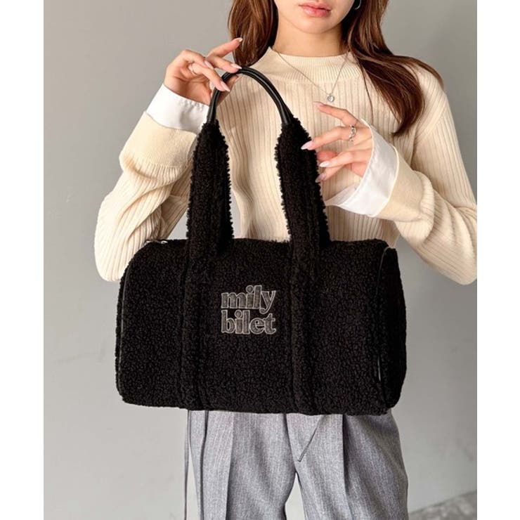 【mily bilet】ふわもこ感がたまらない主役バッグ♪ロゴ刺繍ボアボストンバ… | Classical Elf  | 詳細画像6 