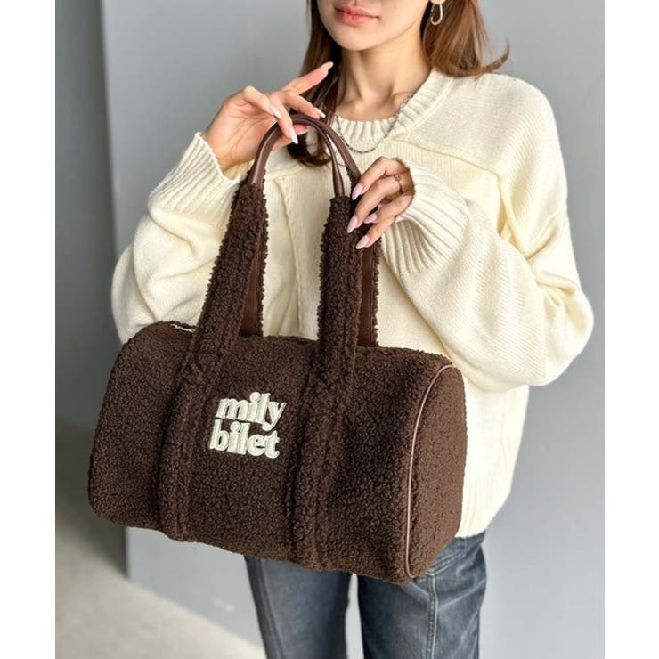 【mily bilet】ふわもこ感がたまらない主役バッグ♪ロゴ刺繍ボアボストンバ… | Classical Elf  | 詳細画像15 