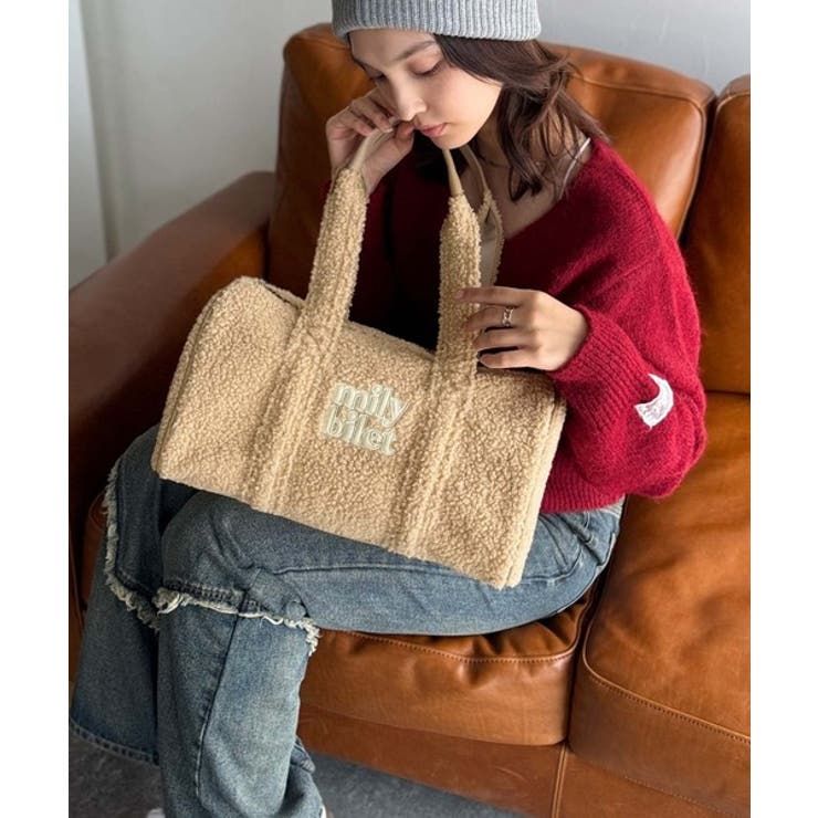 【mily bilet】ふわもこ感がたまらない主役バッグ♪ロゴ刺繍ボアボストンバ… | Classical Elf  | 詳細画像28 