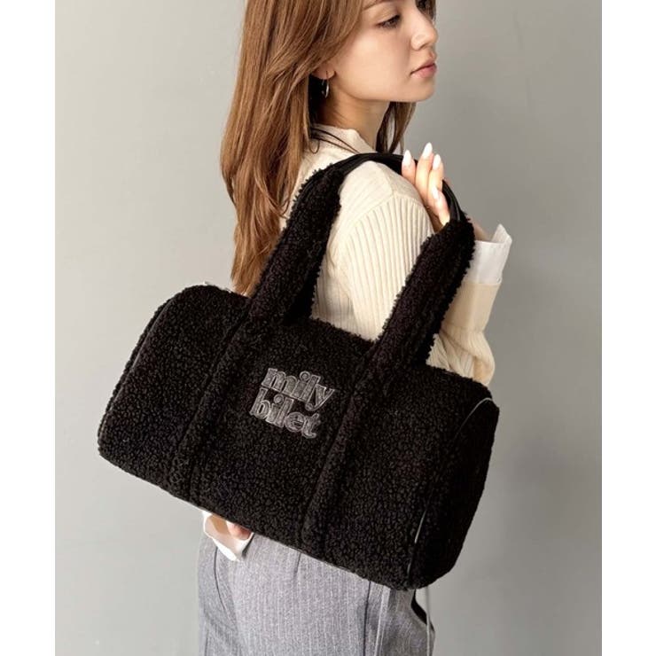 【mily bilet】ふわもこ感がたまらない主役バッグ♪ロゴ刺繍ボアボストンバ… | Classical Elf  | 詳細画像1 