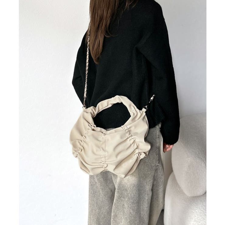 2way仕様で、コーデ自在。スウェード風ギャザーデザインハンドバッグ | Classical Elf  | 詳細画像5 