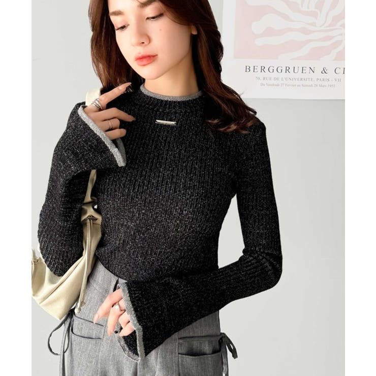 【mily bilet】きらめきと上品さ溢れる。ラメ入りリブプチハイ袖フレアニッ… | Classical Elf  | 詳細画像11 