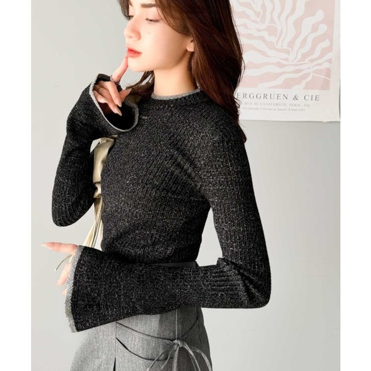 【mily bilet】きらめきと上品さ溢れる。ラメ入りリブプチハイ袖フレアニッ… | Classical Elf  | 詳細画像13 