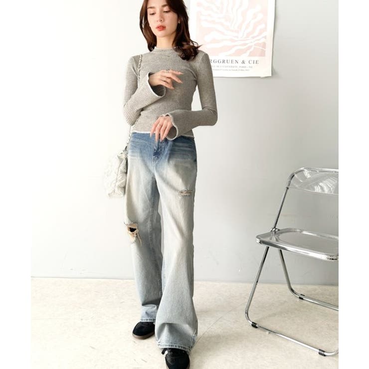 【mily bilet】きらめきと上品さ溢れる。ラメ入りリブプチハイ袖フレアニッ… | Classical Elf  | 詳細画像17 