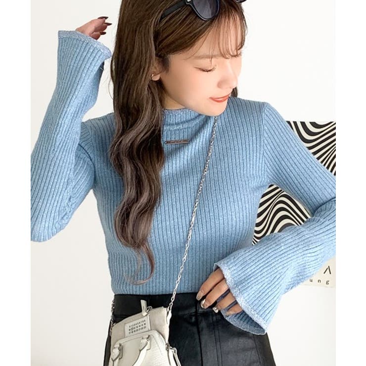 【mily bilet】きらめきと上品さ溢れる。ラメ入りリブプチハイ袖フレアニッ… | Classical Elf  | 詳細画像23 