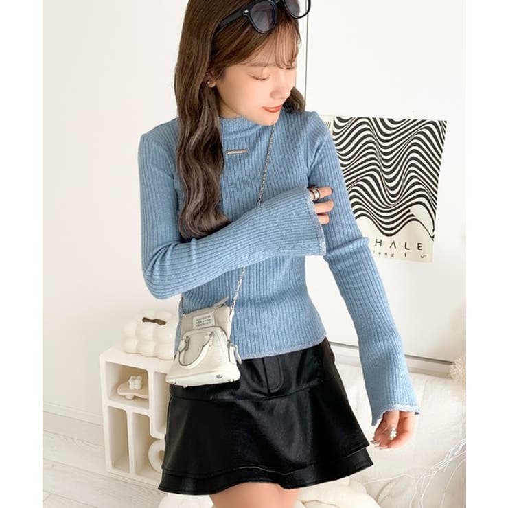 【mily bilet】きらめきと上品さ溢れる。ラメ入りリブプチハイ袖フレアニッ… | Classical Elf  | 詳細画像24 