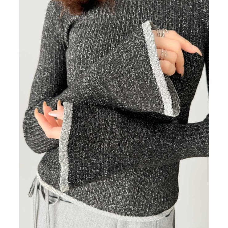 【mily bilet】きらめきと上品さ溢れる。ラメ入りリブプチハイ袖フレアニッ… | Classical Elf  | 詳細画像30 