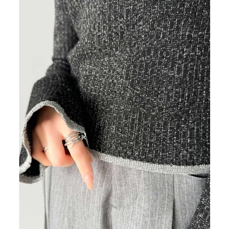 【mily bilet】きらめきと上品さ溢れる。ラメ入りリブプチハイ袖フレアニッ… | Classical Elf  | 詳細画像31 