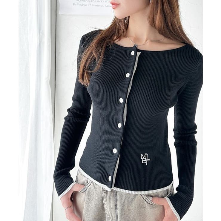 【mily bilet】女性らしさ漂う。裾配色ロゴ刺繍コンパクトニットカーディガ… | Classical Elf  | 詳細画像9 