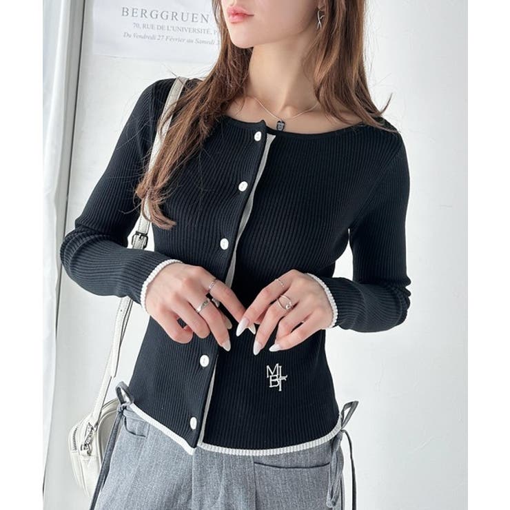 【mily bilet】女性らしさ漂う。裾配色ロゴ刺繍コンパクトニットカーディガ… | Classical Elf  | 詳細画像11 