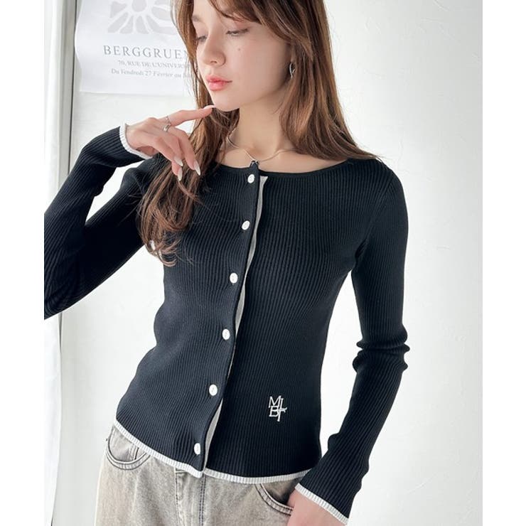 【mily bilet】女性らしさ漂う。裾配色ロゴ刺繍コンパクトニットカーディガ… | Classical Elf  | 詳細画像13 