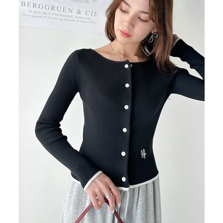 【mily bilet】女性らしさ漂う。裾配色ロゴ刺繍コンパクトニットカーディガ… | Classical Elf  | 詳細画像16 