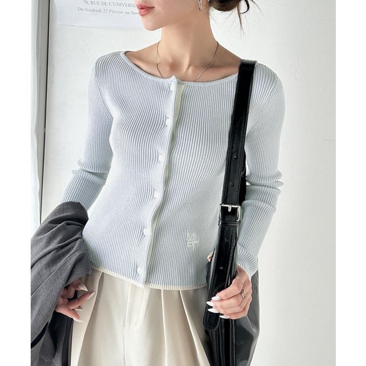 【mily bilet】女性らしさ漂う。裾配色ロゴ刺繍コンパクトニットカーディガ… | Classical Elf  | 詳細画像23 