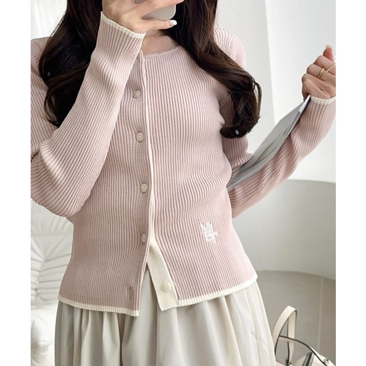 【mily bilet】女性らしさ漂う。裾配色ロゴ刺繍コンパクトニットカーディガ… | Classical Elf  | 詳細画像25 