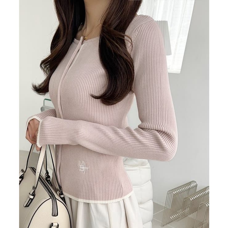 【mily bilet】女性らしさ漂う。裾配色ロゴ刺繍コンパクトニットカーディガ… | Classical Elf  | 詳細画像27 