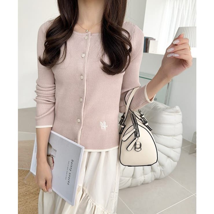 【mily bilet】女性らしさ漂う。裾配色ロゴ刺繍コンパクトニットカーディガ… | Classical Elf  | 詳細画像28 