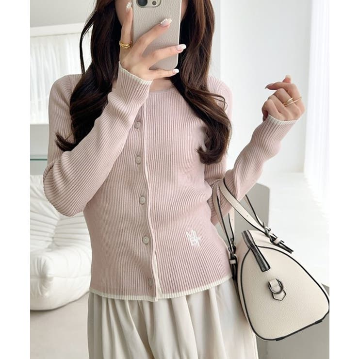 【mily bilet】女性らしさ漂う。裾配色ロゴ刺繍コンパクトニットカーディガ… | Classical Elf  | 詳細画像30 