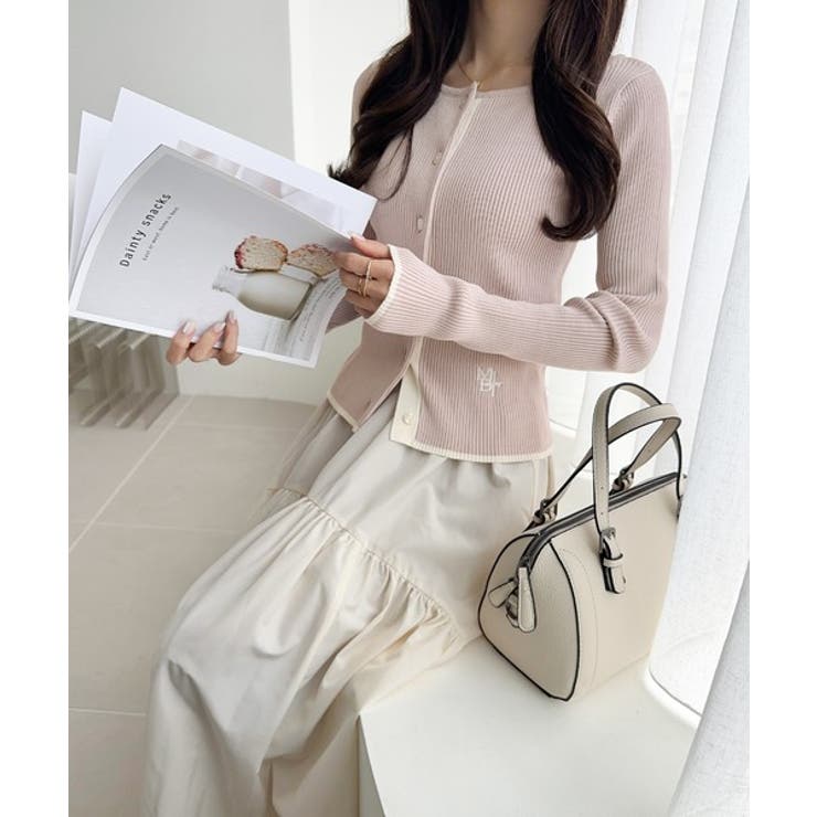 【mily bilet】女性らしさ漂う。裾配色ロゴ刺繍コンパクトニットカーディガ… | Classical Elf  | 詳細画像31 