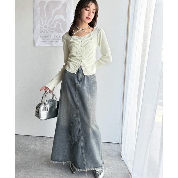 デコルテ華奢魅せ。チョーカー紐＆ブローチ付き胸シャーリングニットプルオーバー | Classical Elf  | 詳細画像7 