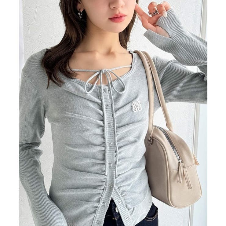 デコルテ華奢魅せ。チョーカー紐＆ブローチ付き胸シャーリングニットプルオーバー | Classical Elf  | 詳細画像17 