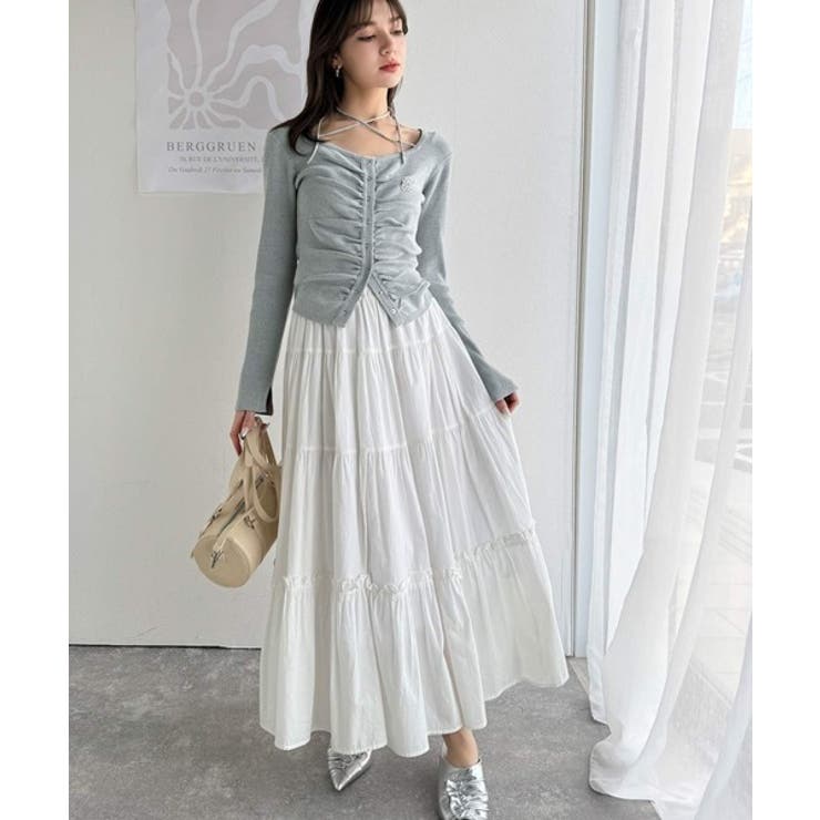 デコルテ華奢魅せ。チョーカー紐＆ブローチ付き胸シャーリングニットプルオーバー | Classical Elf  | 詳細画像23 