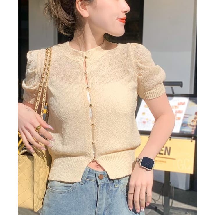 着回し力無限大。パフスリーブ2WAYサマーニットカーディガン | Classical Elf  | 詳細画像1 