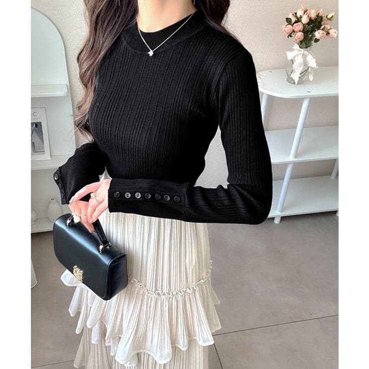 【mily bilet】大人可愛い素材とシルエット♪袖ボタン使いランダムリブニッ… | Classical Elf  | 詳細画像8 