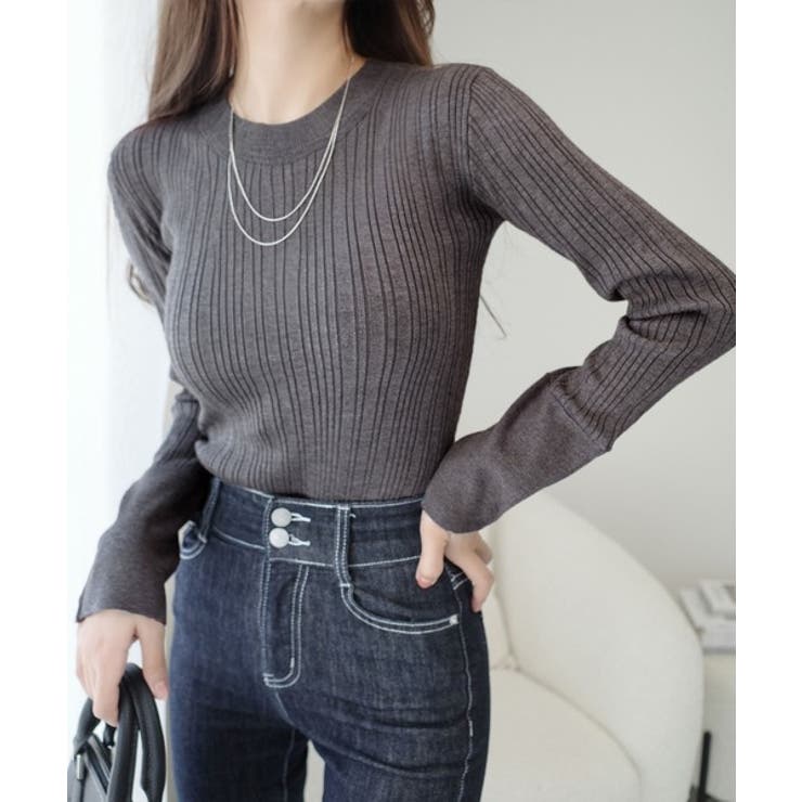 【mily bilet】大人可愛い素材とシルエット♪袖ボタン使いランダムリブニッ… | Classical Elf  | 詳細画像11 