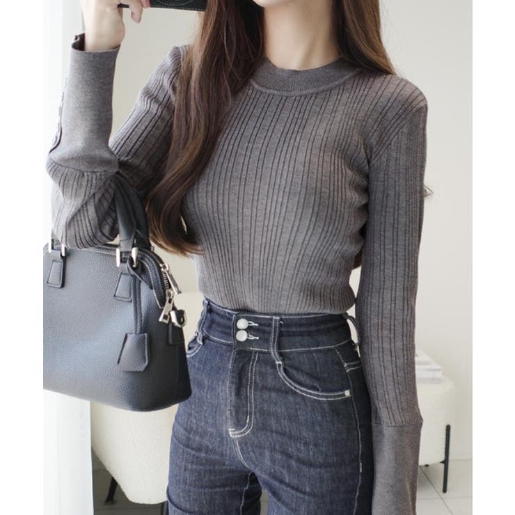 【mily bilet】大人可愛い素材とシルエット♪袖ボタン使いランダムリブニッ… | Classical Elf  | 詳細画像14 