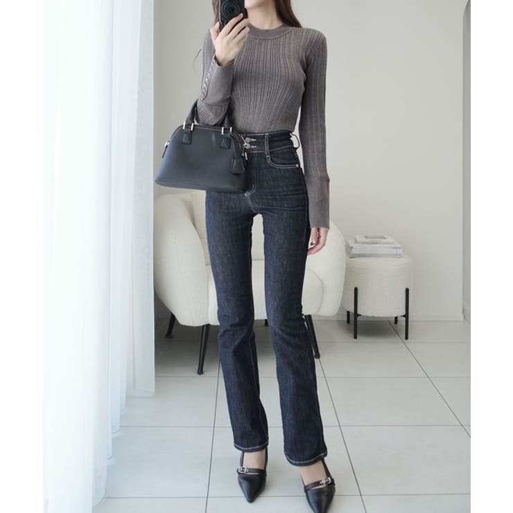 【mily bilet】大人可愛い素材とシルエット♪袖ボタン使いランダムリブニッ… | Classical Elf  | 詳細画像16 