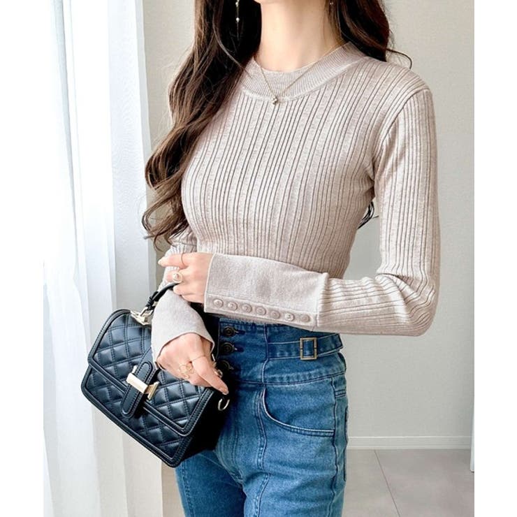 【mily bilet】大人可愛い素材とシルエット♪袖ボタン使いランダムリブニッ… | Classical Elf  | 詳細画像18 