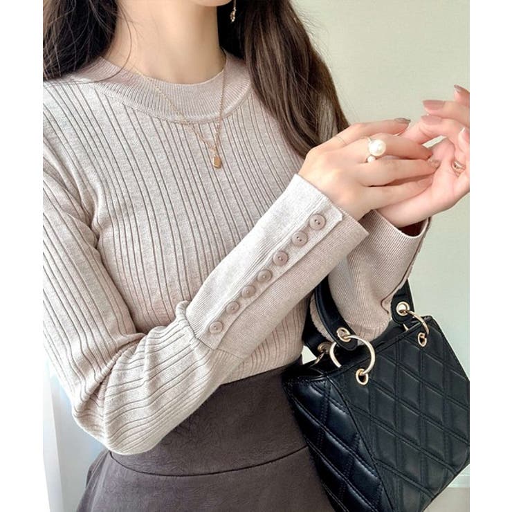 【mily bilet】大人可愛い素材とシルエット♪袖ボタン使いランダムリブニッ… | Classical Elf  | 詳細画像22 