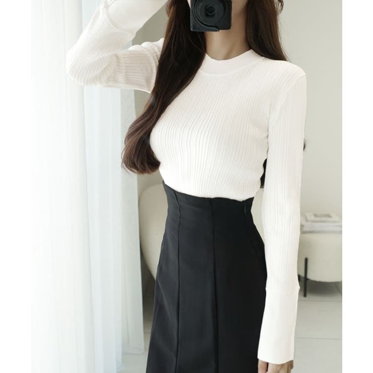 【mily bilet】大人可愛い素材とシルエット♪袖ボタン使いランダムリブニッ… | Classical Elf  | 詳細画像2 