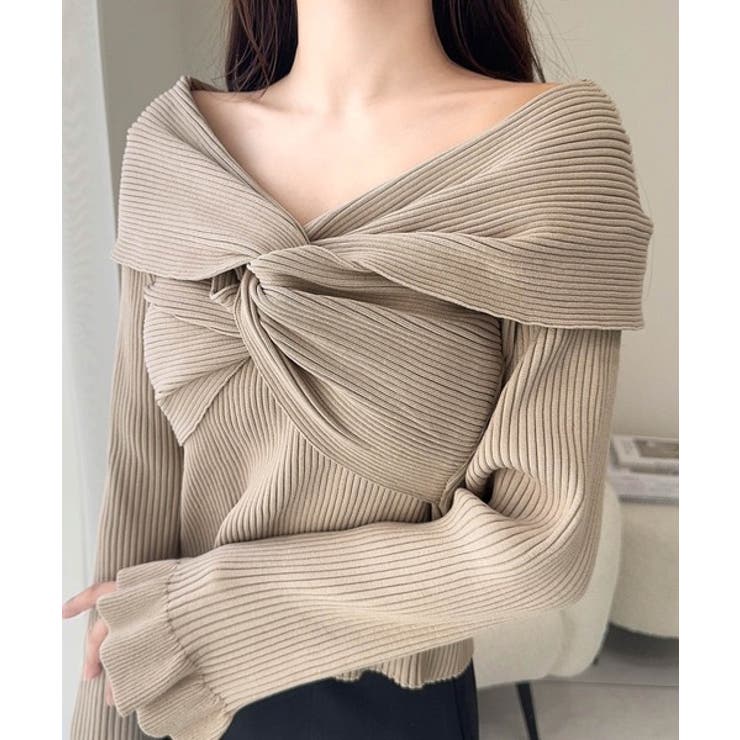 【mily bilet】デコルテ美人を叶える一着♪ツイストオフショル２WAYリブ… | Classical Elf  | 詳細画像14 