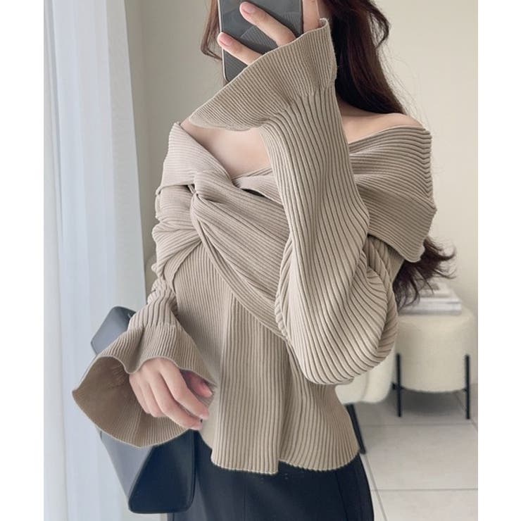 【mily bilet】デコルテ美人を叶える一着♪ツイストオフショル２WAYリブ… | Classical Elf  | 詳細画像15 