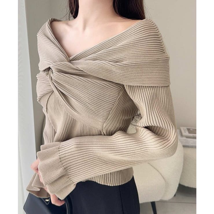 【mily bilet】デコルテ美人を叶える一着♪ツイストオフショル２WAYリブ… | Classical Elf  | 詳細画像16 