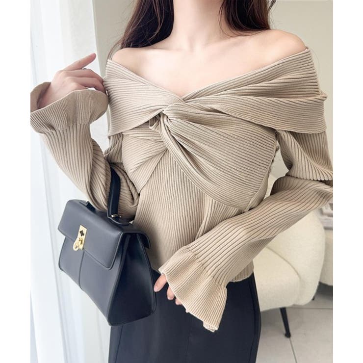 グレージュ | 【mily bilet】デコルテ美人を叶える一着♪ツイストオフショル２WAYリブ… | Classical Elf 