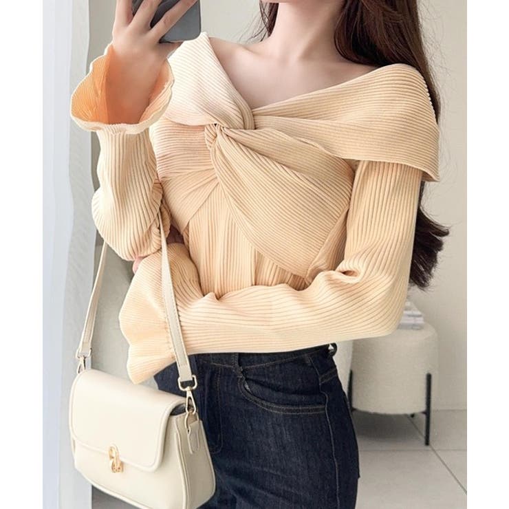 【mily bilet】デコルテ美人を叶える一着♪ツイストオフショル２WAYリブ… | Classical Elf  | 詳細画像1 