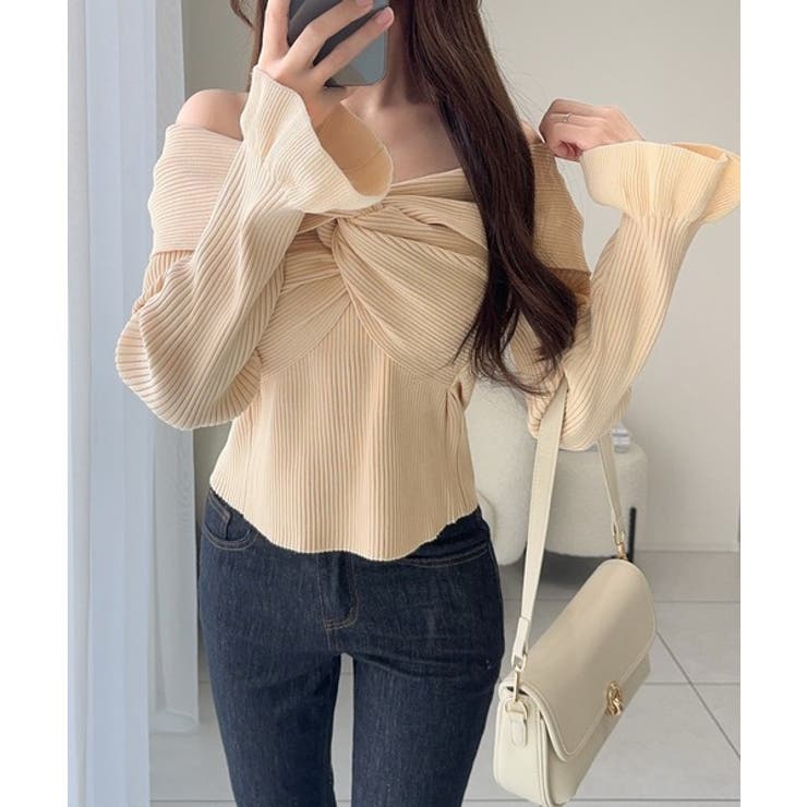 【mily bilet】デコルテ美人を叶える一着♪ツイストオフショル２WAYリブ… | Classical Elf  | 詳細画像3 