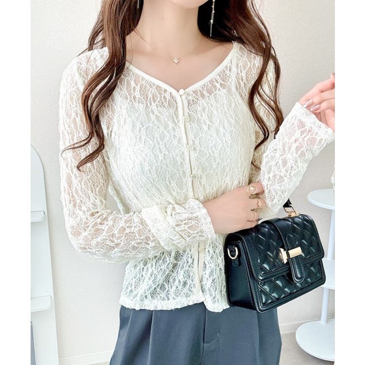 【mily bilet】華奢見えレースで大人の甘さを。クリアボタンシアーレースカ… | Classical Elf  | 詳細画像7 