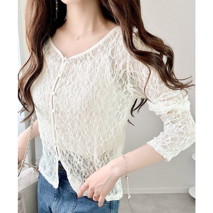 【mily bilet】華奢見えレースで大人の甘さを。クリアボタンシアーレースカ… | Classical Elf  | 詳細画像1 