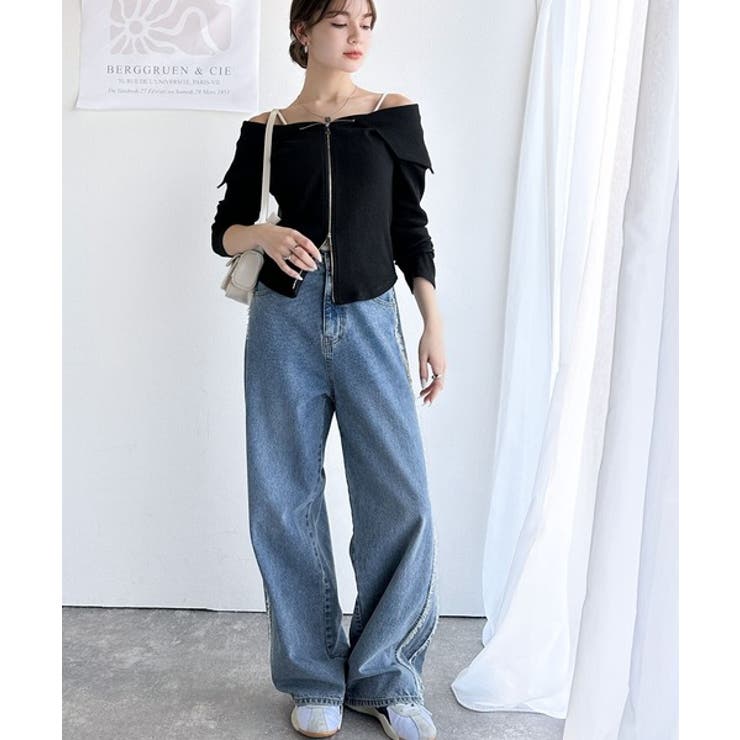 トレンドの韓国風。高見えダブルジップオフショルカットソー | Classical Elf  | 詳細画像10 