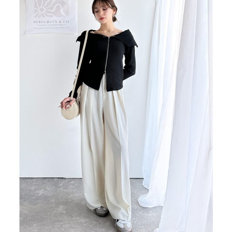 トレンドの韓国風。高見えダブルジップオフショルカットソー | Classical Elf  | 詳細画像12 