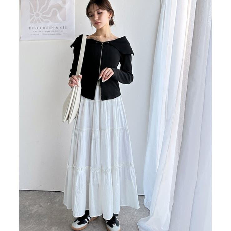 トレンドの韓国風。高見えダブルジップオフショルカットソー | Classical Elf  | 詳細画像14 