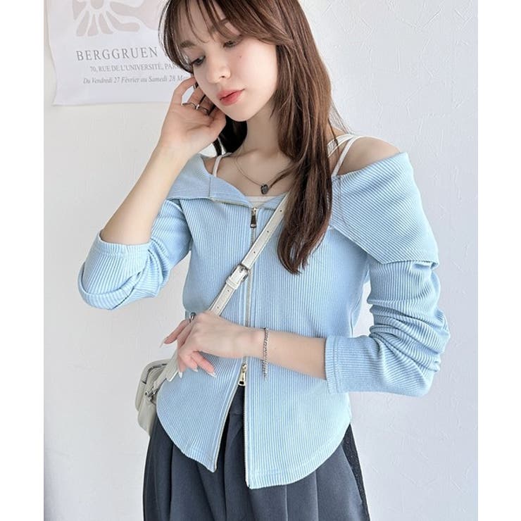 トレンドの韓国風。高見えダブルジップオフショルカットソー | Classical Elf  | 詳細画像17 