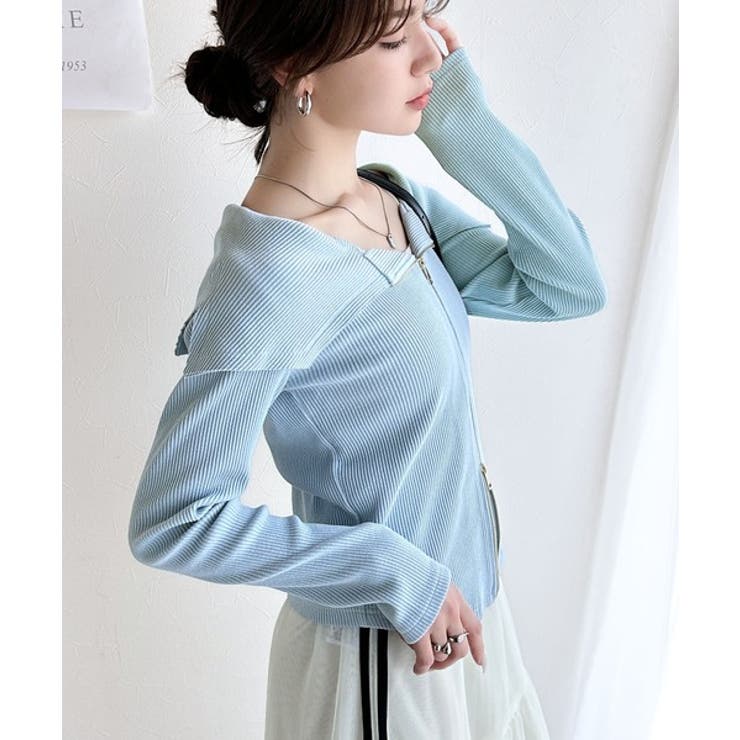 トレンドの韓国風。高見えダブルジップオフショルカットソー | Classical Elf  | 詳細画像18 