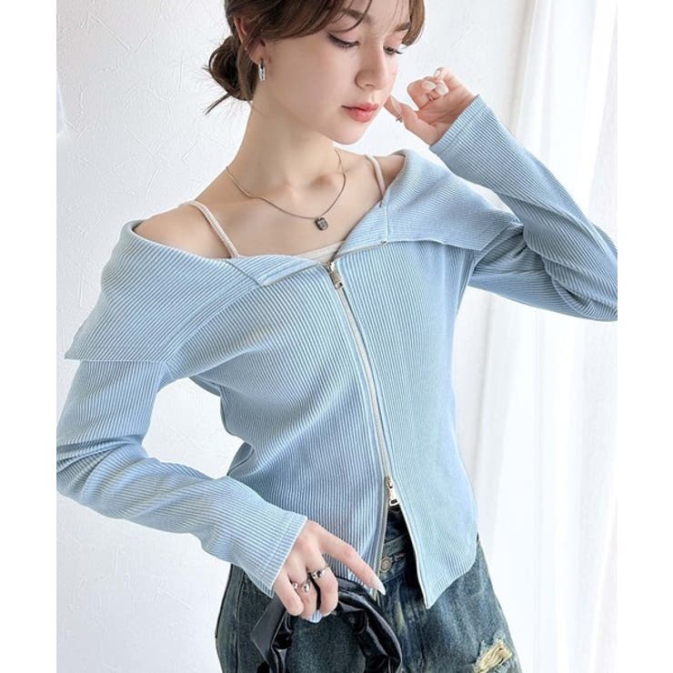 トレンドの韓国風。高見えダブルジップオフショルカットソー | Classical Elf  | 詳細画像20 