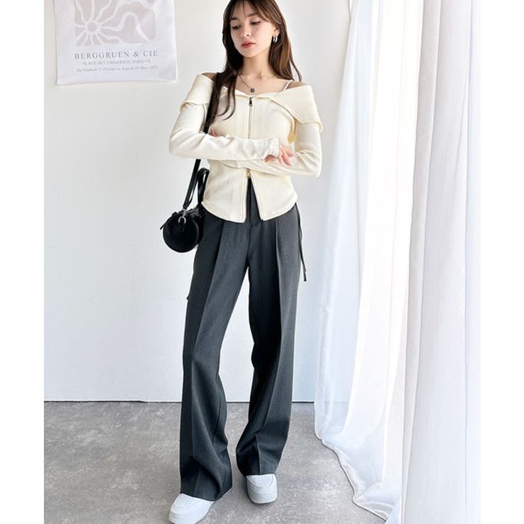 トレンドの韓国風。高見えダブルジップオフショルカットソー | Classical Elf  | 詳細画像3 