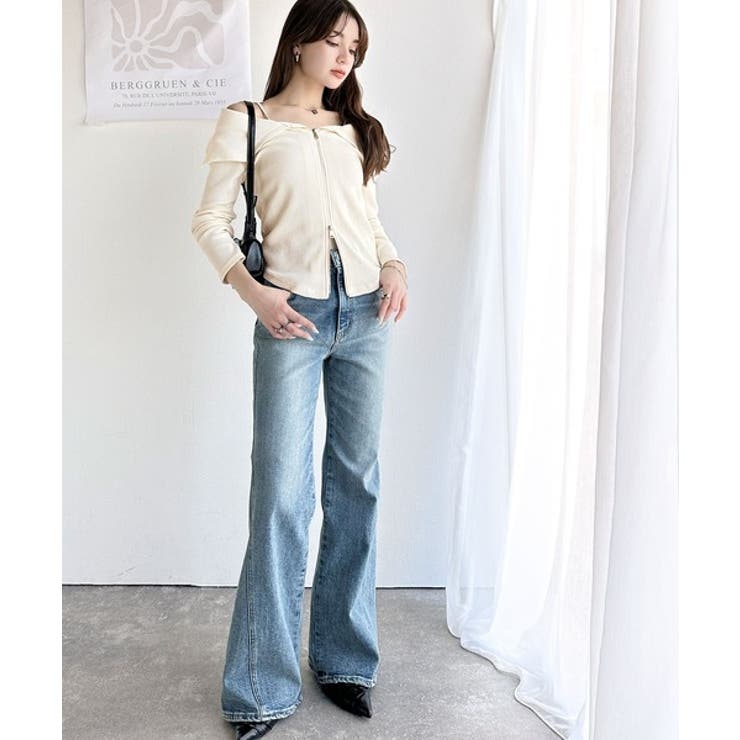 トレンドの韓国風。高見えダブルジップオフショルカットソー | Classical Elf  | 詳細画像5 