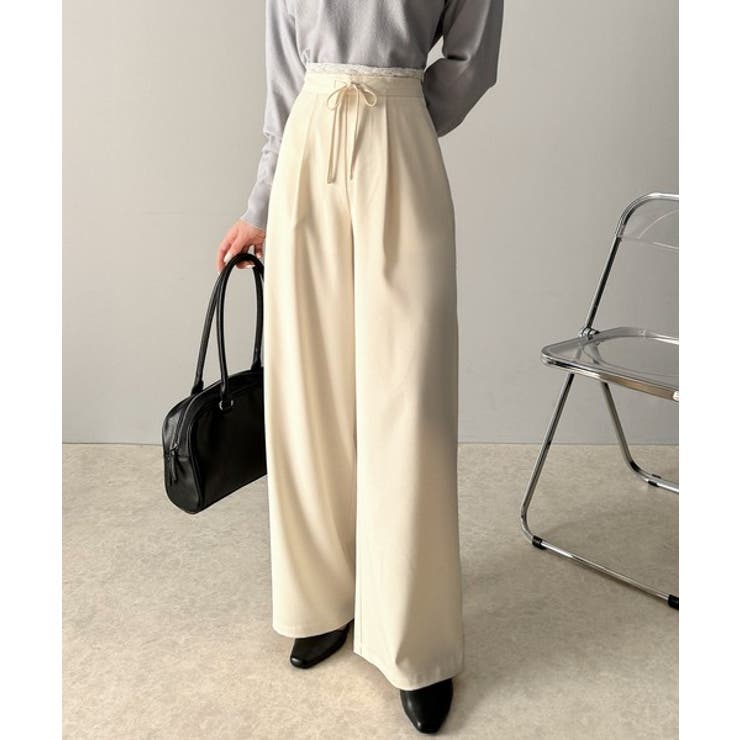 アイボリー | 【mily bilet】新感覚デザイン。レース使いダブルウエストワイドスラックス… | Classical Elf 